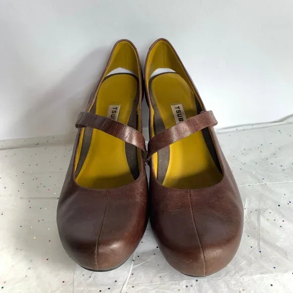 Tsubo Acrea Size 10 Brown Leather Slingback Mary Jane Pumps Comfort - 9.5 39.5 - Picture 3 of 13